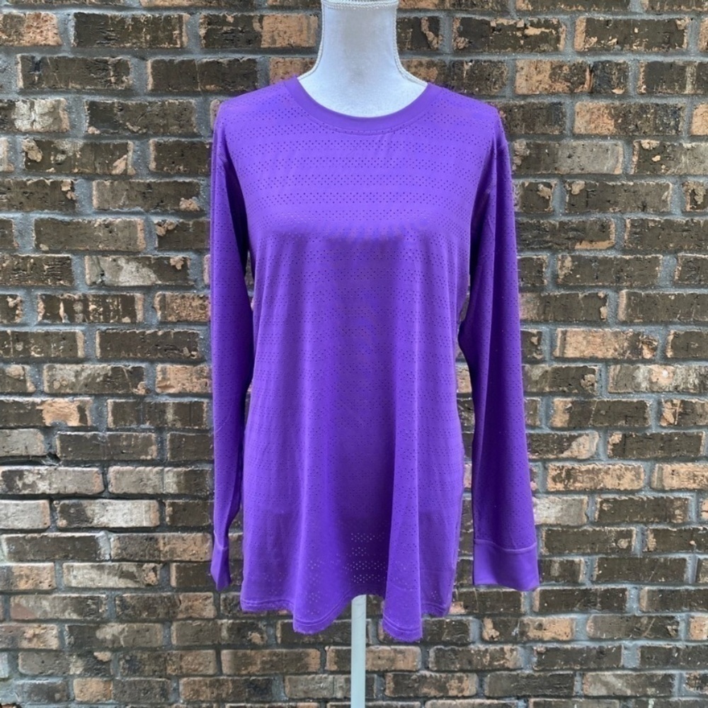 Zyia Active Womens Size XXL Purple Logo Top Chill Perforated Mesh Long Sleeve